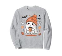 Cute Ghost Drinking Coffee Halloween Ghost Ice Coffee Womens Sudadera