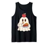 Cute Ghost Eating Pie Halloween Fall Autumn Apple Lover Camiseta sin Mangas