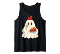 Cute Ghost Eating Pie Halloween Fall Autumn Apple Lover Camiseta sin Mangas