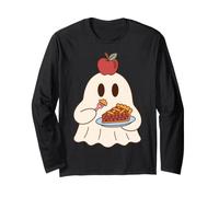 Cute Ghost Eating Pie Halloween Fall Autumn Apple Lover Manga Larga