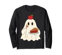 Cute Ghost Eating Pie Halloween Fall Autumn Apple Lover Manga Larga