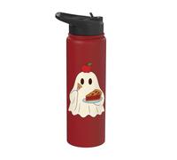 Cute Ghost Eating Pie Halloween Fall Autumn Apple Lover Stainless Steel Insulated Water Bottle