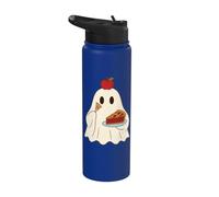 Cute Ghost Eating Pie Halloween Fall Autumn Apple Lover Stainless Steel Insulated Water Bottle