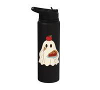 Cute Ghost Eating Pie Halloween Fall Autumn Apple Lover Stainless Steel Insulated Water Bottle