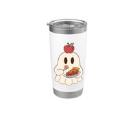 Cute Ghost Eating Pie Halloween Fall Autumn Apple Lover Vaso térmico de acero inoxidable de doble pared
