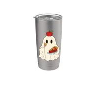 Cute Ghost Eating Pie Halloween Fall Autumn Apple Lover Vaso térmico de acero inoxidable de doble pared