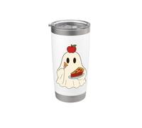 Cute Ghost Eating Pie Halloween Fall Autumn Apple Lover Vaso térmico de acero inoxidable de doble pared