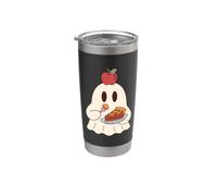 Cute Ghost Eating Pie Halloween Fall Autumn Apple Lover Vaso térmico de acero inoxidable de doble pared