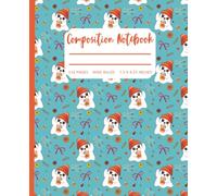 Cute Ghost Fall Composition Notebook - Fall Aesthetic Pumpkin Spice Latte Ghost Journal for Kids, Teens, Women & Students | 7.5 x 9.25”, 110 Pages Wide Ruled Pages