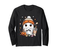 Cute Ghost Fall Halloween Spooky Coffee Pumpkin Thanksgiving Manga Larga