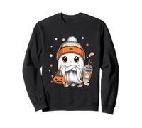 Cute Ghost Fall Halloween Spooky Coffee Pumpkin Thanksgiving Sudadera
