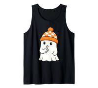 Cute Ghost Halloween Kawaii Ghost Beanie Funny Quiet Ghost Camiseta sin Mangas