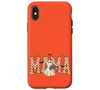 Cute Ghost Halloween Mama - Tablero de ajedrez Calabaza otoño Floral Carcasa para iPhone X/XS