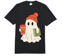 Cute Ghost Halloween Reading Coffee Fall Theme Comfort Colors Adult Heavyweight T-Shirt