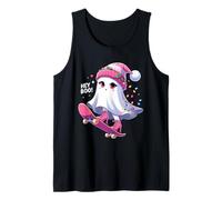 Cute Ghost Hey Boo! Christmas Lights Skateboard Ghost Kid Camiseta sin Mangas