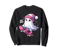 Cute Ghost Hey Boo! Christmas Lights Skateboard Ghost Kid Sudadera