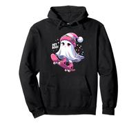 Cute Ghost Hey Boo! Christmas Lights Skateboard Ghost Kid Sudadera con Capucha