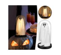 Cute Ghost in Glass Cloche - 4.3x8.3 Inch LED Night Light, Halloween Decor for Home, Party, Office, Kitchen Table, Spooky Holiday