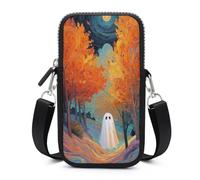 Cute Ghost in The Park Autumn Tree - Bolsa cruzada para teléfono móvil con correa ajustable