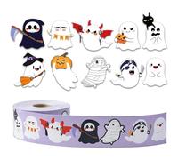 Cute Ghost Laptop Decal, Ghost Sticker Roll 500 Pieces, Halloween Adhesive Label Stickers For Adults Girls Phone Party Favors Laptop Water Bottle Luggage Classroom Skateboard Envelope