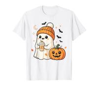 Cute Ghost Pumpkin Spice Latte Temporada de otoño Camiseta