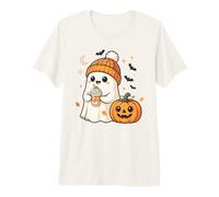 Cute Ghost Pumpkin Spice Latte Temporada de otoño Camiseta Premium