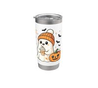 Cute Ghost Pumpkin Spice Latte Temporada de otoño Vaso térmico de acero inoxidable de doble pared
