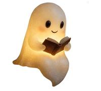 Cute Ghost Reading Book Lamp, Halloween Ghost Night Light, Ghost Reading Night Lights, 3D LED Night Light Halloween,Ghost Warm Lighted Indoor Figurine Lamps for Bedroom Study Room, Readers (8.6inch)