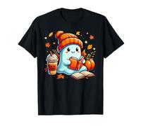 Cute Ghost Reading Book Lovers Halloween Café y Libro Camiseta