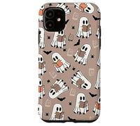 Cute Ghost Reading Books Retro Groovy Spooky Beige Pattern Carcasa para iPhone 11