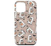 Cute Ghost Reading Books Retro Groovy Spooky Beige Pattern Carcasa para iPhone 12 Pro MAX
