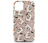 Cute Ghost Reading Books Retro Groovy Spooky Beige Pattern Carcasa para iPhone 13