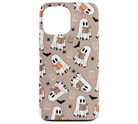 Cute Ghost Reading Books Retro Groovy Spooky Beige Pattern Carcasa para iPhone 13 Pro MAX