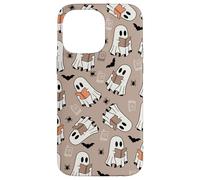 Cute Ghost Reading Books Retro Groovy Spooky Beige Pattern Carcasa para iPhone 14 Pro MAX