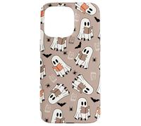 Cute Ghost Reading Books Retro Groovy Spooky Beige Pattern Carcasa para iPhone 15 Pro MAX