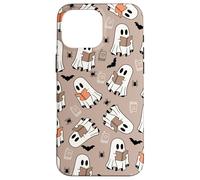 Cute Ghost Reading Books Retro Groovy Spooky Beige Pattern Carcasa para iPhone 16 Pro MAX