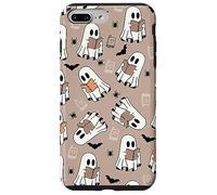 Cute Ghost Reading Books Retro Groovy Spooky Beige Pattern Carcasa para iPhone 7 Plus/8 Plus
