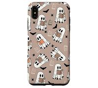 Cute Ghost Reading Books Retro Groovy Spooky Beige Pattern Carcasa para iPhone XS MAX