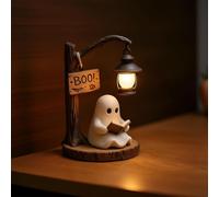 Cute Ghost Reading Lantern, Ghost Lamp With Book, 3d Resin Halloween Night Light With Warm Glow, Creative Home Decoration & Gift For Book Lovers (1 pcs)