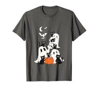 Cute Ghosts with Cats, Whimsical Halloween Cat Camiseta