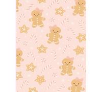 Cute Gingerbread Girl Christmas Notebook: Pastel Pink Holiday Journal with Candy Canes & Stars - 100 Lined Pages, Soft Coquette Aesthetic Gift for Girls & Teens