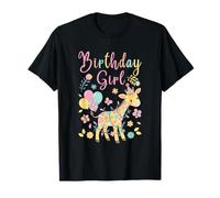 Cute Giraffe Floral Girls Birthday Party Camiseta