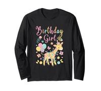 Cute Giraffe Floral Girls Birthday Party Manga Larga