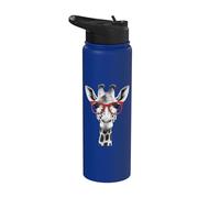 Cute Giraffe in Red Sunglasses Graphic T-Shirt Funny Animal Stainless Steel Insulated Water Bottle
