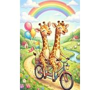 Cute Giraffes on Tandem: Rainbow Countryside: Graph Paper Notebook for Kids and Teens - 100 Page Journal for School, Math and Creative Drawing