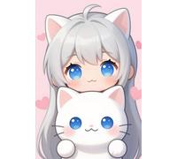 Cute Girl & Cat Notebook: Adorable Kawaii Journal for Notes, Drawing & Creative Ideas