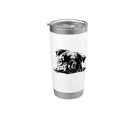 Cute Girl Funny Retro Vintage Logo Happy Black Pug Dog Lover Vaso térmico de acero inoxidable de doble pared