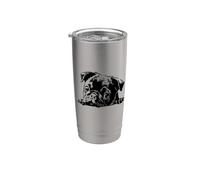 Cute Girl Funny Retro Vintage Logo Happy Black Pug Dog Lover Vaso térmico de acero inoxidable de doble pared