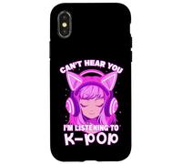 Cute Girl Graphic tee Can't Hear You I'm Listening to KPOP Carcasa para iPhone X/XS