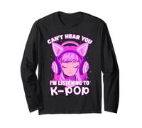 Cute Girl Graphic tee Can't Hear You I'm Listening to KPOP Manga Larga